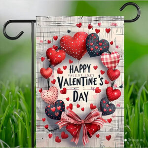 Valentine's Day Garden Flag 12x18 Red/Black